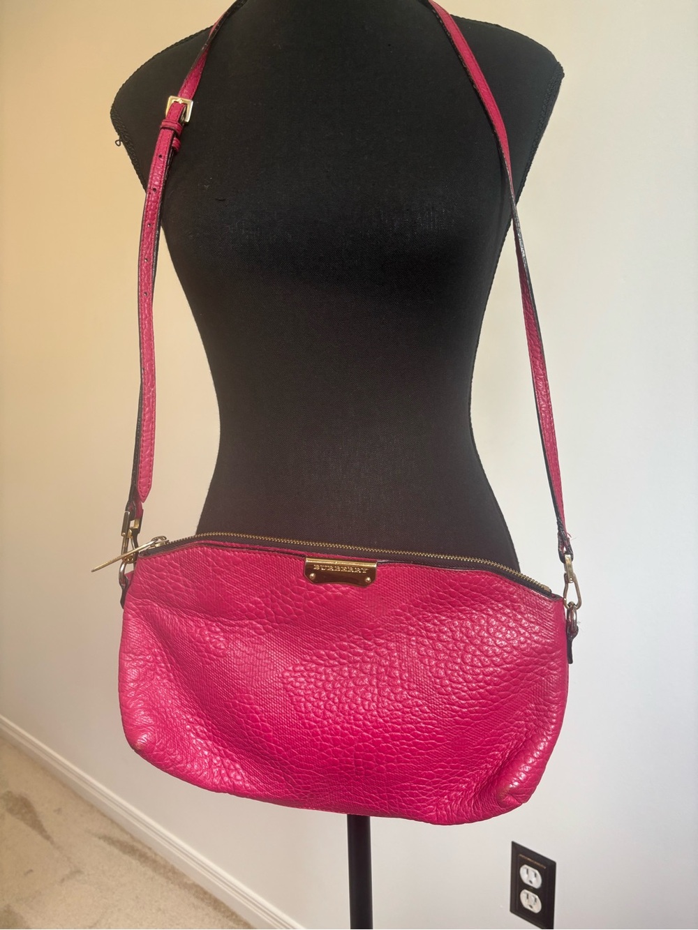 Burberry bag Hot Pink Leather Crossbody with Gold Hardware